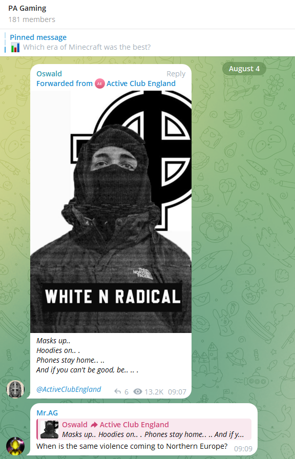 neo nazi posted arson threats private chats patriotic alternative 1